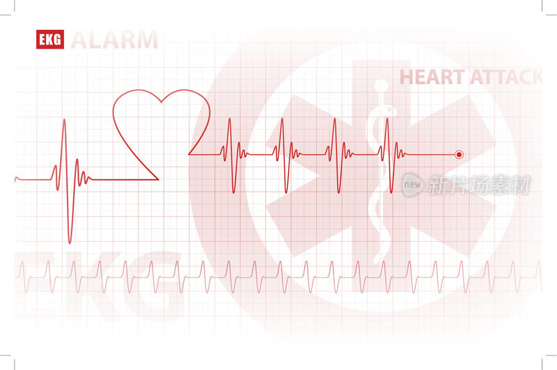 心电图-监测心脏/医学背景，矢量